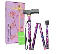 BeGrit Walking Sticks for Women Folding Walking Sticks Adjustable Walking Stick Collapsible Lightweight Flexible Stick Comfortable Grip Durable Mobility Aid for Ladies Men(Purple+Gift Box)