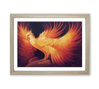 Beguiling Phoenix Bird Framed Print | A3 Oak Framed Wall Art | Ready to Hang | Modern Nature Picture | Living Room Bedroom Lounge Office