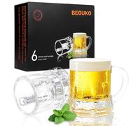 BEGUKO 6 Pcs Shot Glasses, Mini Beer Mug Shot Glasses with Handles, 50 ml/1.8 oz Shot Glasses for Vodka, Whiskey, Tequila, Espresso, Perfect Valentine's Day Gift for Men Women Birthday Gifts (Glass)
