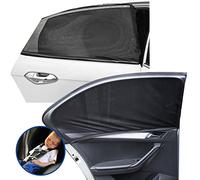 BEHAHAI 2 Pack Car Window Shades, Sun Shade for Rear Side Windows, Mosquito Net, UV Protection for Adults Pets, Fits Most Vehicles, Black-Large