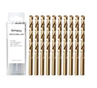 BeHappy 1/4" Cobalt Drill Bit Set (10Pcs), M35 HSS, 135 Degree Tip, Twist Jobber Length for Hardened Metal, Stainless Steel, Cast Iron, Wood, and Plastics, with Index Storage Case