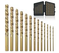 BeHappy 13Pcs Cobalt Drill Bit Set, M35 HSS, 135 Degree Tip, Twist Jobber Length for Hardened Metal, Stainless Steel, Cast Iron, Wood, and Plastics, with Index Storage Case 1/16"-1/4"