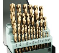 BeHappy 29Pcs Cobalt Drill Bit Set (1/16"-1/2"), M35 HSS, 135 Degree Tip, Twist Jobber Length for Hardened Metal, Stainless Steel, Cast Iron, Wood, and Plastics, with Index Storage Case