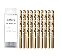 BeHappy 3/16" Cobalt Drill Bit Set (10Pcs), M35 HSS, 135 Degree Tip, Twist Jobber Length for Hardened Metal, Stainless Steel, Cast Iron, Wood, and Plastics, with Index Storage Case