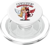 Behave Absolutely Not Sarcastic Funny Angel Devil Girl PopSockets PopGrip for MagSafe