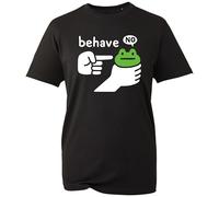 Behave No Dishonest Frog T-Shirt, Cute Naughty Frog Character Artwork, Lighthearted Unisex Casual Tee for Gifting (Black, 12 Years)
