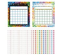 Behavior Reward Chart Set, 100 PCS Behaviour Charts For Children, Sticker Charts For Kids With 20 PCS Star Stickers for Motivate Responsibility and Good Behavior