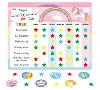 Behavior Reward Chart System for Kids Girls Toddlers - Pad with 30 Chore Charts, 1920 Star Stickers, 96 Incentive Stickers to Motivate Responsibility and Good Habits (Unicorn)
