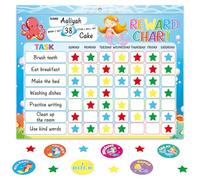 Behavior Reward Chart System for Kids Girls Toddlers - Pad with 30 Chore Charts, 1920 Star Stickers, 96 Incentive Stickers to Motivate Responsibility and Good Habits (Mermaid)