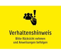 Behaviour Notice - Please Take Consideration and Follow Instructions - Sticker A2: 594 x 420 mm - With Graphic and Text