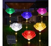 BeHiller Solar Garden Light Outdoor Waterproof,6PACKS Multicolor Bigger Rose Flowers Lights Lawn Decor,Solar Pathway Rose Lights for Garden,Mom Day,Christmas,Housewarming Gifts Decor