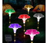 BeHiller Upgraded Solar Garden Light Outside Decorations,Set of 6PCS Multicolor Optical Fiber Bigger Lily Flowers Light Outdoor Waterproof Solar Flowers Lights for Xmas Housewarming Gifts Decor