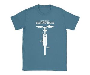 Behind Bars - Bike Mens T-Shirt Medium Denim Cycling Sports Gift for Cyclist Dad