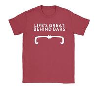 Behind Bars Mens T-Shirt Large Red Funny Joke Cycling Riding Dad Gift Present
