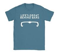Behind Bars Mens T-Shirt Medium Denim Funny Joke Cycling Riding Dad Gift Present