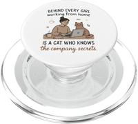 Behind Every Girl WFH Is A Cat Knowing Secrets PopSockets PopGrip for MagSafe
