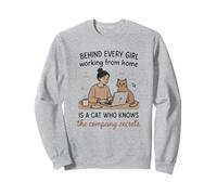 Behind Every Girl WFH Is A Cat Knowing Secrets Sweatshirt