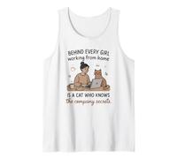 Behind Every Girl WFH is A Cat Knowing Secrets Tank Top