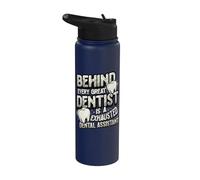Behind Every Great Dentist Exhausted Dental Assistant Stainless Steel Insulated Water Bottle