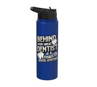 Behind Every Great Dentist Exhausted Dental Assistant Stainless Steel Insulated Water Bottle