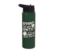 Behind Every Great Dentist Exhausted Dental Assistant Stainless Steel Insulated Water Bottle