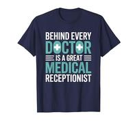 Behind Every Great Doctor is A Great Medical Receptionist T-Shirt, Men, Navy Blue, 5X-Large