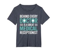 Behind Every Great Doctor is A Great Medical Receptionist T-Shirt, Women's Plus, Heather Blue, 5X