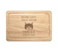 Behind Every Great Person is A Great Cat Rectangular Wooden Chopping Board