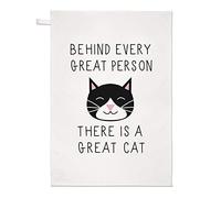 Behind Every Great Person is A Great Cat Tea Towel Dish Cloth
