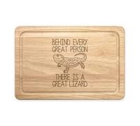 Behind Every Great Person There is A Great Lizard Rectangular Wooden Chopping Board