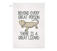 Behind Every Great Person There is A Great Lizard Tea Towel Dish Cloth