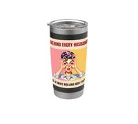 Behind Every Husband is A Wife Rolling Eyes Funny Retro Stainless Steel Insulated Tumbler