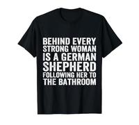 Behind Every Strong Woman is A German Shepherd Dog Bathroom Value Graphic T-Shirt, Men, Black, XL
