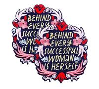 Behind Every Successful Woman is Herself Embroidered Flower Letter Iron On Sew on Patch, Emblem Badge for Jeans, Jacket, Bags (Herself)