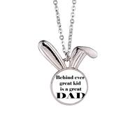 Behind Great Dad Father's Festival Quote Rabbit Necklace Pendant Bunny Animal Jewelry Gift
