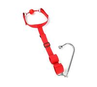 Behind The Back Handcuff Mouth Gag Harness Restraints with Metal Anal Hook Kinky BDSM Bondage Erotic Products for Adult Games Red One Size