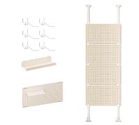 Behind The Door Bathroom Shelf Narrow, Adjustable Metal Shelves, Narrow Pegboard Display Stand With 20 Hooks for Small Rooms, Space-Saving Slim Storage Shelf White(35x45cm)