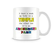 Behind The Glass - 5 Days A Week My Body is A Temple - Printed Funny Mug - Great Gift/Present Idea, Ceramic, 11fl.oz.