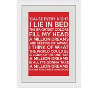 Behind The Glass A Million Dreams (Lyrics) - Red - A4 White Frame - Great Valentines Day Gift
