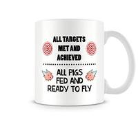 Behind The Glass - All Targets Met. Pigs Fly - Printed Funny Mug - Great Gift/Present Idea, Ceramic, 11fl.oz.