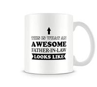 Behind The Glass - Awesome Father-in-Law - Printed Funny Mug - Great Gift/Present Idea, Ceramic, 11fl.oz.