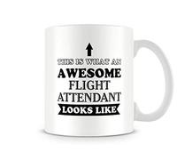 Behind The Glass - Awesome Flight Attendant - Printed Funny Mug - Great Gift/Present Idea, Ceramic, 11fl.oz.