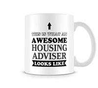 Behind The Glass - Awesome Housing Adviser - Printed Funny Mug - Great Gift/Present Idea, Ceramic, 11fl.oz.
