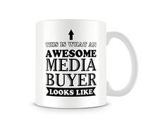Behind The Glass - Awesome Media Buyer - Printed Funny Mug - Great Gift/Present Idea, Ceramic, 11fl.oz.