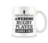 Behind The Glass - Awesome Rugby Player - Printed Sport Mug - Great Gift/Present Idea, Ceramic, 11fl.oz.