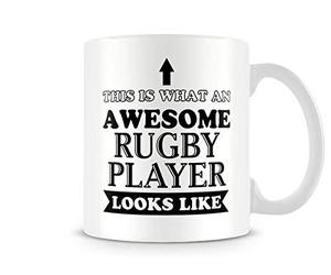 Behind The Glass - Awesome Rugby Player - Printed Sport Mug - Great Gift/Present Idea, Ceramic, 11fl.oz.