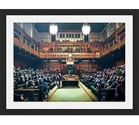 Behind The Glass Banksy Houses Of Parliament - Framed & Mounted - 40x30cm - Black Frame