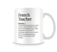 Behind The Glass - Funny French Teacher Definition Mug - Thank You Mug, Teacher Appreciation Coffee Cup, End of Term Mug, Ceramic, 11fl.oz.