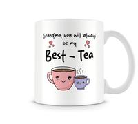 Behind The Glass - Grandma You Will Always Be My Best-Tea Mug - Funny Grandma Tea Lover Mug, Cute Tea Pun Cup for Nana, Ceramic, 11fl.oz.
