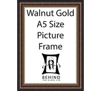 Behind The Glass - Handmade Brown Walnut Gold Wooden Picture Frame - A5 Size